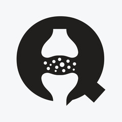 Initial Letter Q Knee Joint Bone Logo For Medical and Health Symbol