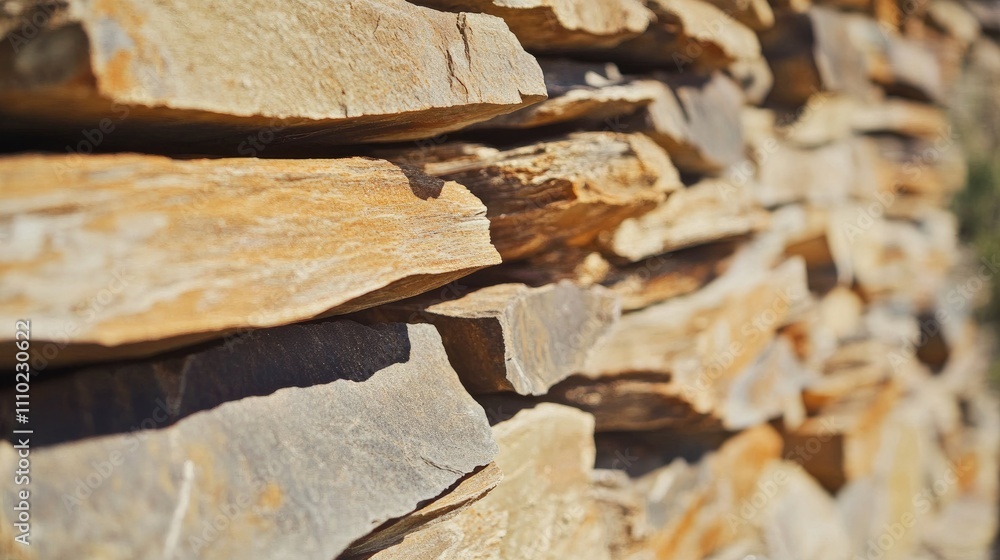Aufkleber close up of a textured stone wall showcasing layered bricks with natural colors and patterns for arc