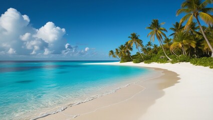 Fototapeta premium Caribbean Island Paradise: Turquoise waters and white sandy beaches