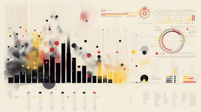 Creative infographic combining a scatter plot for consumer behavior analysis and segmented bar graphs showing conversion rates.