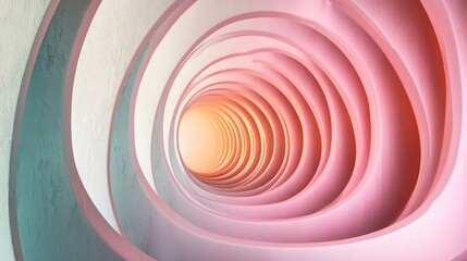 Fototapeta premium An abstract image of overlapping pink and white circles creating a tunnel effect, Use as background and display products.