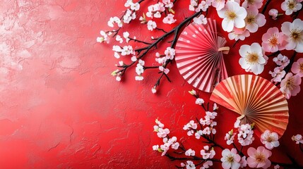 Red Chinese Background Template. Generative ai