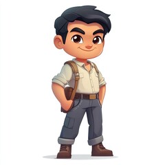 Cute cartoon boy explorer.