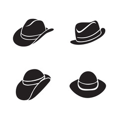 Hat icon Vector illustration. Cowboy Hat Silhouette Sign Design isolated on White Background