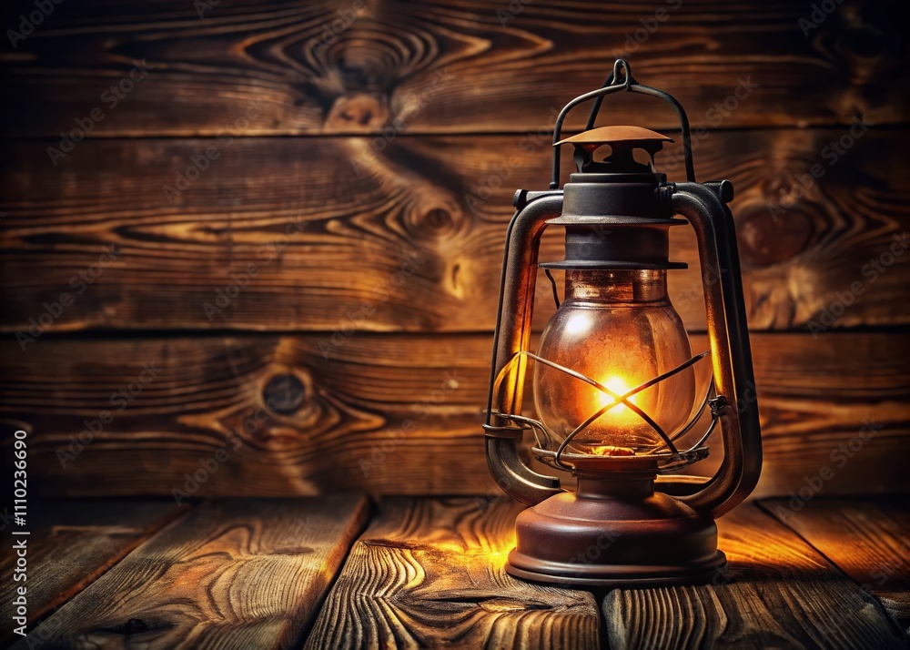 Poster captivating kerosene lamp illuminating the darkness with a gentle swaying motion, evoking nostalgia 