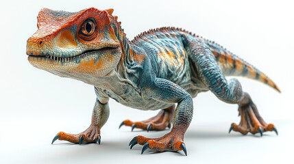 Obraz premium Colorful baby dinosaur, 3D render, isolated on white background.