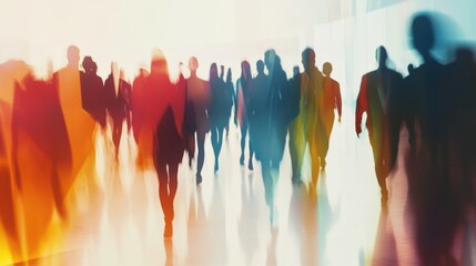 An abstract scene of socio-cultural harmony with overlapping silhouettes of people from different backgrounds creating a harmonious blend, symbolizing societal unity, minimalist composition