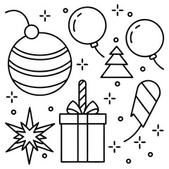 New Year All Item Vector Line Art for Creative Digital and Print Designs