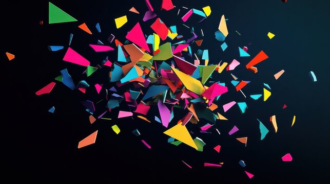 An abstract visual of multi-colored shards forming a unified, striking pattern on a clean, dark background