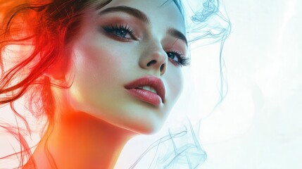 Fototapeta premium Trendy female / fashion model in abstract white space.