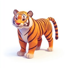 Cute low-poly tiger illustration.