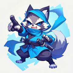 Cute ninja fox pointing.