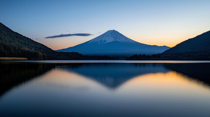 Mount Fuji at Sunrise with Serene Landscape