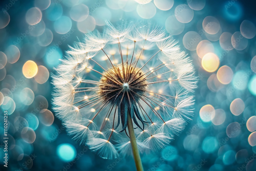 Poster captivating macro dandelion seed background with delicate details and soft focus, perfectly position