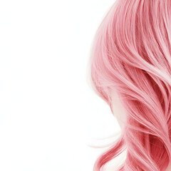 Naklejka premium Pink hair on the side of a white background 