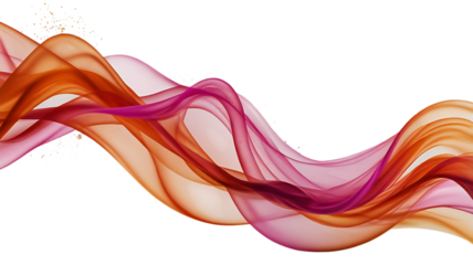 Abstract wave design in red, orange, and yellow on a white background.