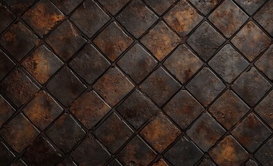 Fototapeta premium Textured Dark Brown and Black Tile Background with Diamond Pattern Ideal for Interior Design, Home Renovation, and Artistic Projects