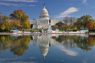 us capitol building in autumn foliage - Washington D.C. United States