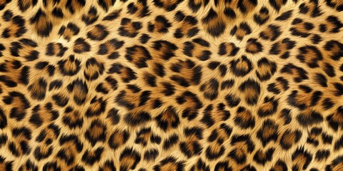 A Seamless Pattern of Leopard Fur with Intricate Black Rosettes and a Golden Tan Base