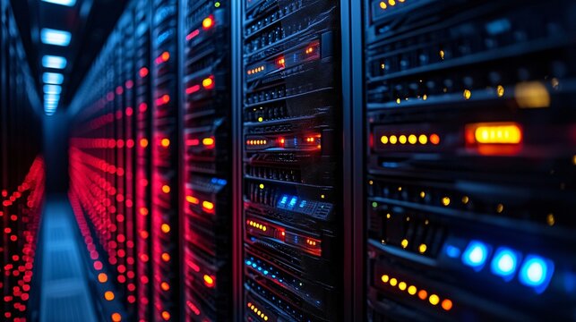 Overhead view of a modern data center showcasing advanced server technology and efficient layout