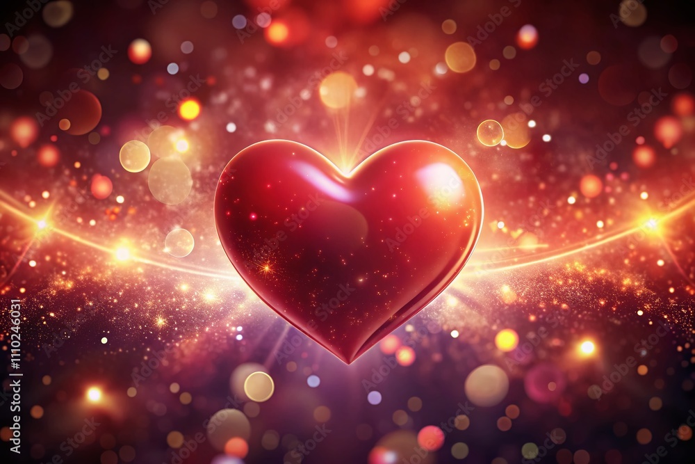 Poster captivating red heart shape flowing animation with bokeh effect for romantic social media live strea