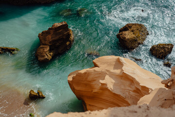 Vibrant Turquoise Coastline Along Morocco's Scenic Shores