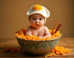 Adorable Baby Dressed as a Bowl of Noodles Creative and Whimsical Baby Photography