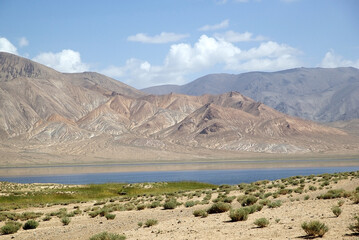 Rangkul Lake in the Pamir Mountains of Gorno-Badakhshan region in Tajikistan