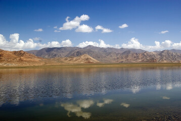 Rangkul Lake in the Pamir Mountains of Gorno-Badakhshan region in Tajikistan