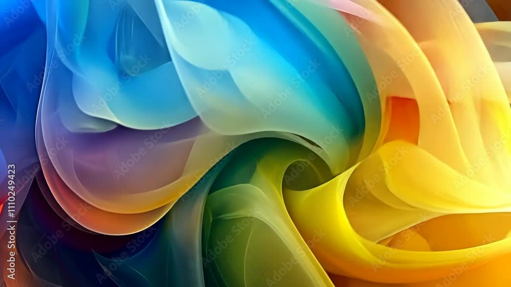 Poster colorful abstract design with swirling shapes and gradients in vibrant tones and smooth textures cap