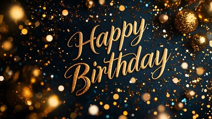 Elegant birthday banner celebrating a special occasion with golden sparkles