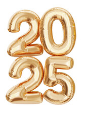 2025 numbers. New Year symbol. Bunch of foil balloons. 2025 sign. 3d render illustration.