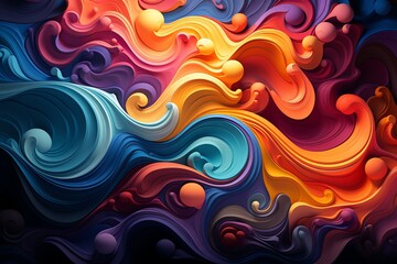 Obraz premium Abstract colorful swirling 3D shapes.
