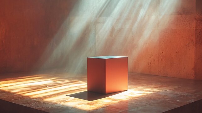 Minimalist storage array illuminated by soft light in a serene environment