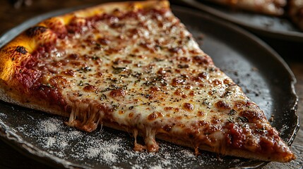 Cold slice of pizza resting on a plate with minimal toppings and cheese