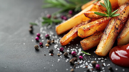 crispy fresh French fries on a bed of green peas showcasing a vibrant contrast of textures and colors in a healthy meal for a balanced diet