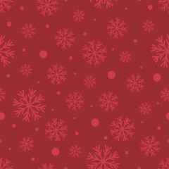 Seamless vector Christmas pattern with snowflakes on a red background
