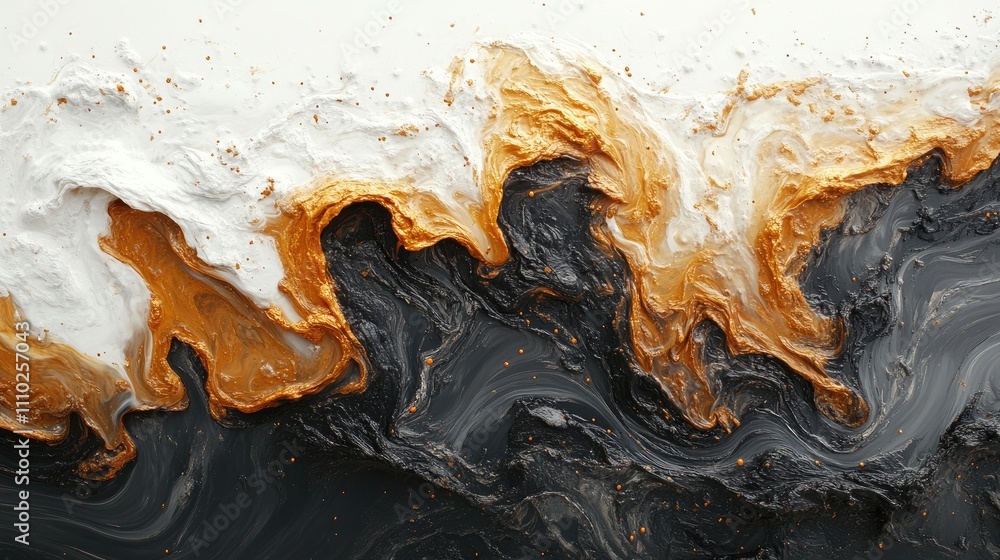 Poster abstract oil spill texture creating a striking contrast against a white background showcasing earthy