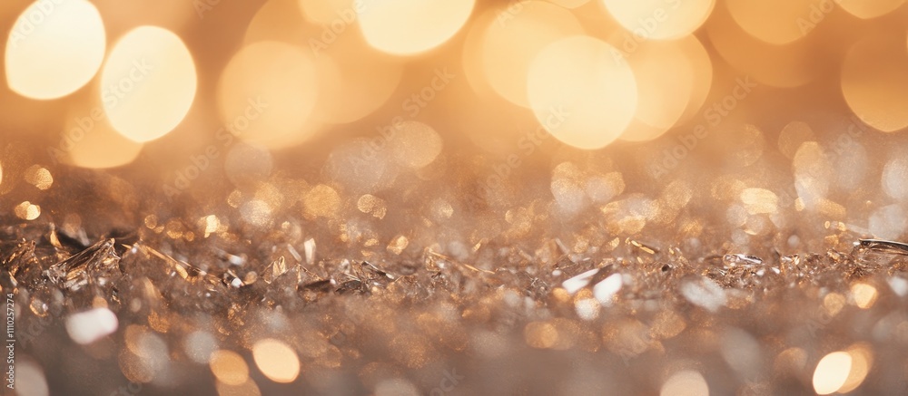 Poster glittering golden bokeh backdrop with shimmering lights and reflections creating a festive and elega