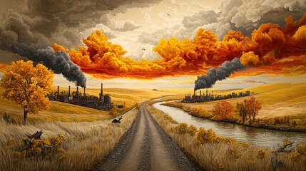 Polluted river with factories vs clean river with wildlife, emphasizing need for environmental protection and conservation efforts. 