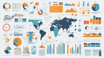 Global Data Visualization with World Map and Various Charts