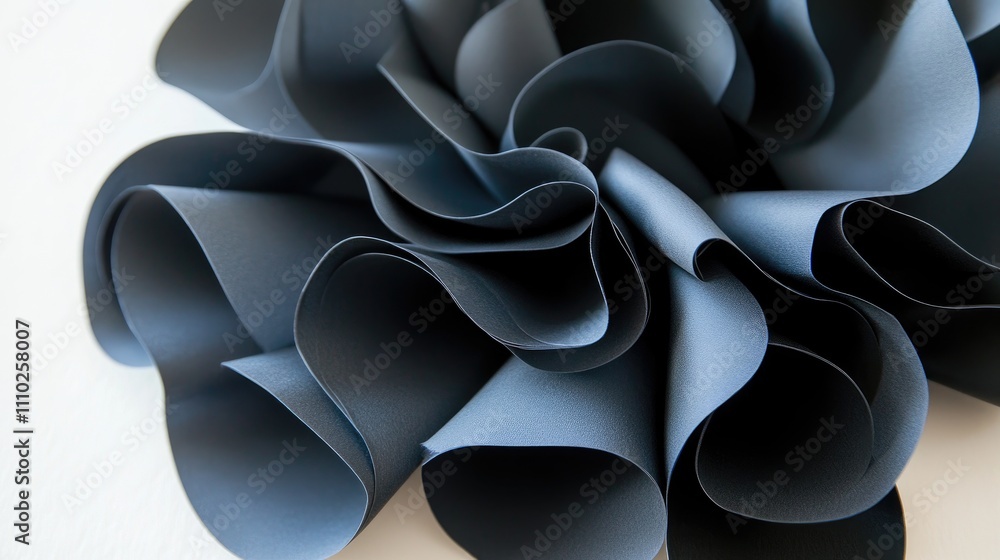 Poster black textured paper curls creating a unique abstract design suitable for creative projects and arti