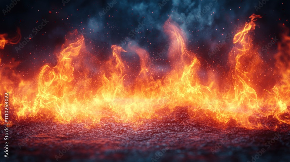 Aufkleber vibrant flames billowing from wooden surface creating a dynamic and intense fire backdrop suitable f