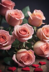 Closeup of roses concept for Valentine's Day. Selective focus