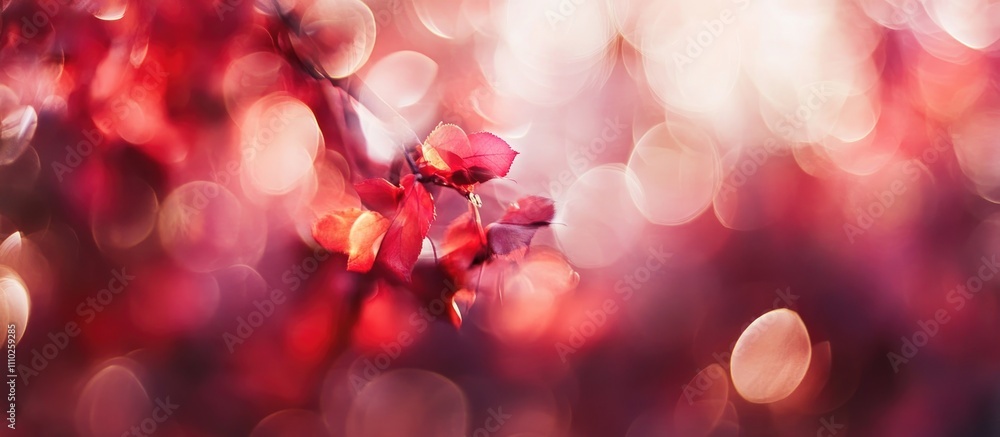 Poster vibrant abstract red bokeh background with soft blurred floral elements creating a dreamy artistic a