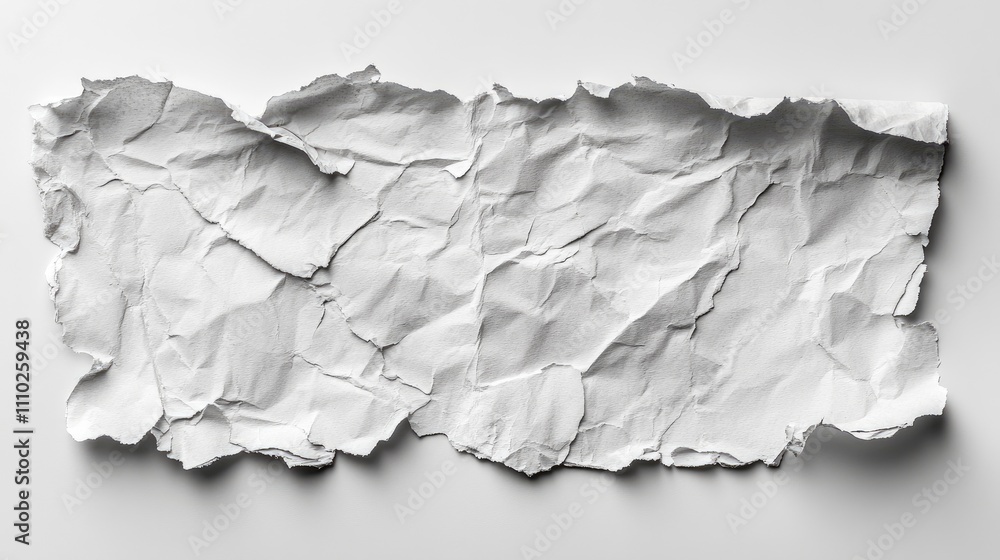 Poster textured crumpled paper sheet on a white background for creative design or mockup use in media and a