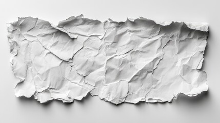 Textured crumpled paper sheet on a white background for creative design or mockup use in media and advertising applications
