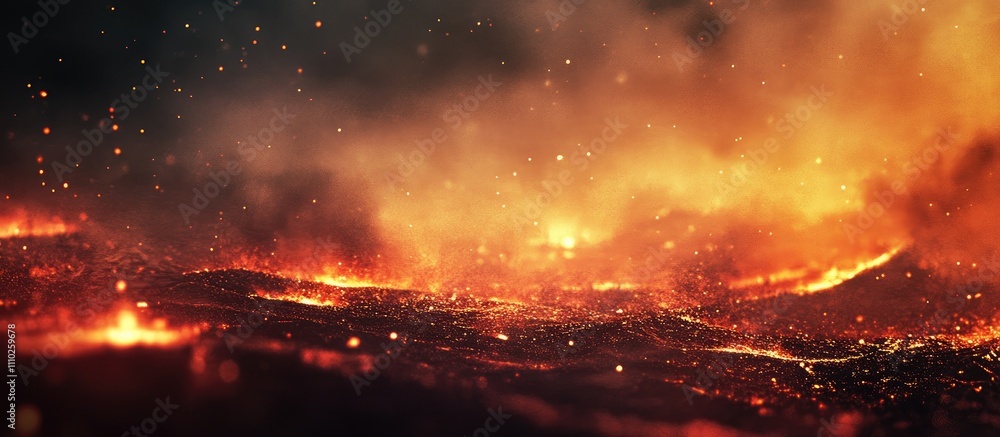 Poster fiery abstract bokeh background with warm tones and soft glowing lights for creative design and visu