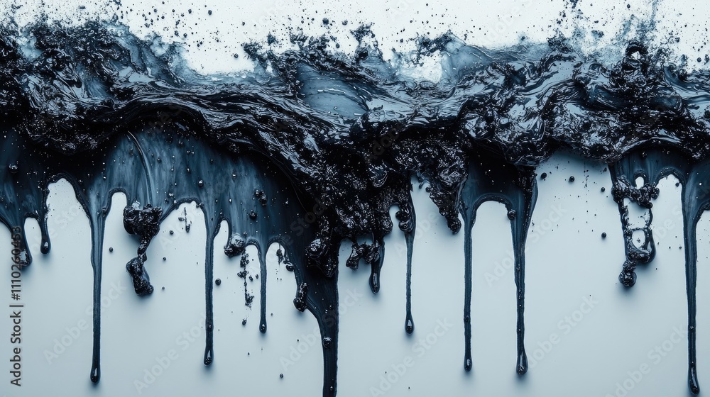 Poster ink drops and dripping stains creating an abstract texture on a white background for artistic and gr