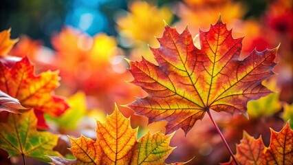 Close-Up of Colorful Canadian Maple Leaves Celebrating Labor Day with a Soft Blurred Background, Symbolizing the Beauty of Nature and the Spirit of Workers’ Contributions in Canada